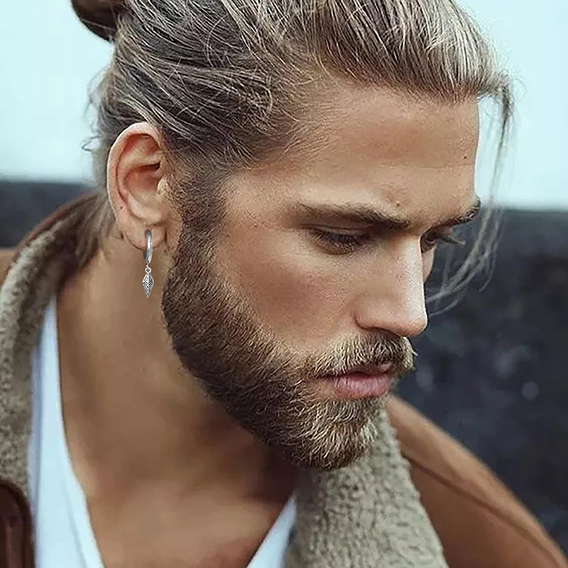 Vue Portee Boucles d’Oreilles Rock Tribal "Anneaux avec Pendentif Gravé"