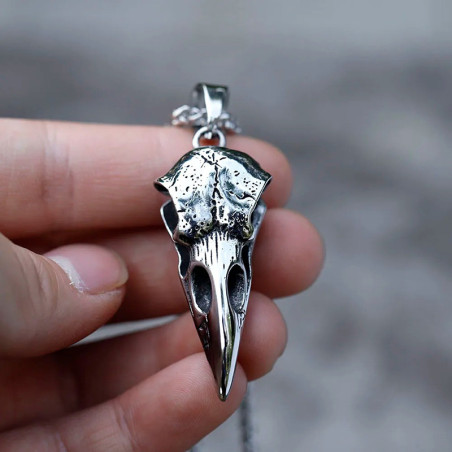 Collier Viking - Crâne de Corbeau du Messager d’Odin