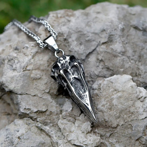 Vue Arrierre Collier Viking - Crâne de Corbeau du Messager d’Odin