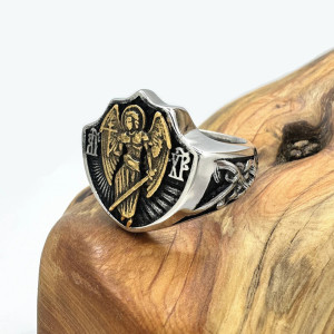 Bague Rock "Archange Saint Michel - Gardien du Jugement" - 2 couleurs au choix !