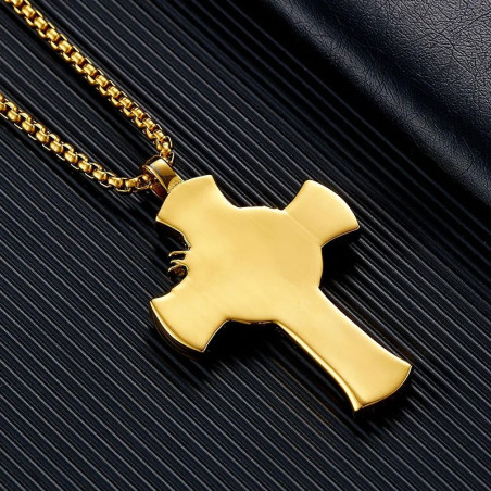 Vue Arrierre Collier Gothique Croix INRI "Silence du Sacrifice"