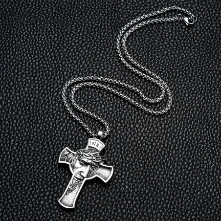 Collier Gothique Croix INRI "Silence du Sacrifice"