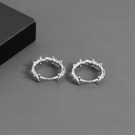 Boucles d’Oreilles Rock - Couronne d’Épines Rebelle Couleur Argent
