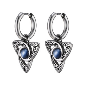 Boucles d’Oreilles Viking "Triquetra des Anciens" Couleur Bleu
