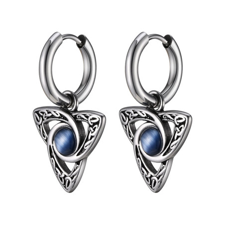 Boucles d’Oreilles Viking "Triquetra des Anciens" Couleur Bleu