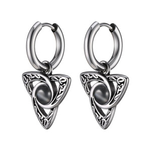 Boucles d’Oreilles Viking "Triquetra des Anciens" Couleur Noir