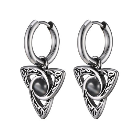 Boucles d’Oreilles Viking "Triquetra des Anciens" Couleur Noir