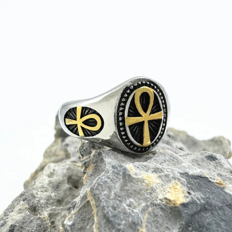 Bague Rock "Ankh Héritage de l’Immortel" Couleur or