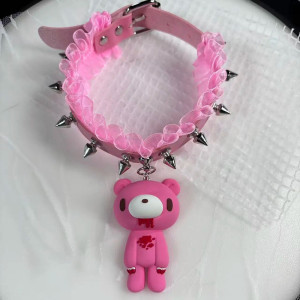 Collection Chokers Gothiques - Ours Profané Couleur Rose