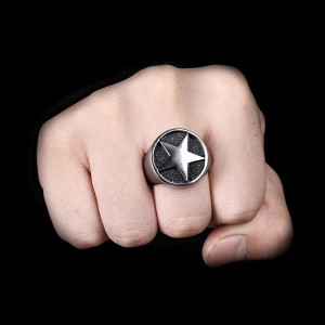 VUe portee Bague Rock "Puissance de l'Étoile Noire"