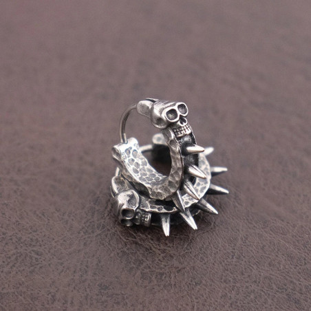 Avant Boucles d’Oreilles Tête de Mort Rock Anneau Clouté