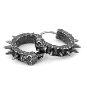 Vue Generale Boucles d’Oreilles Tête de Mort Rock Anneau Clouté
