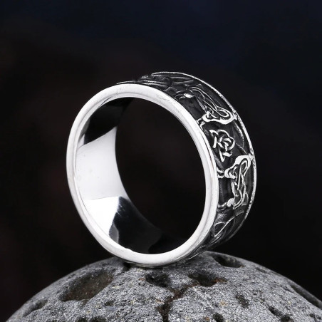 Vue Laterale Bague Viking - Meute des Loups Nordiques