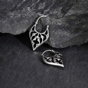 Vue de Face Boucles d’Oreilles Viking "Rune d’Yggdrasil"