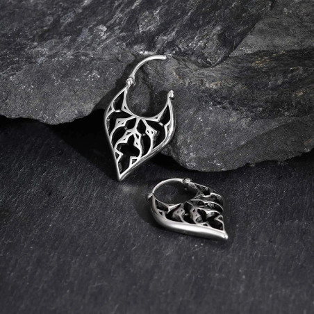 Vue de Face Boucles d’Oreilles Viking "Rune d’Yggdrasil"
