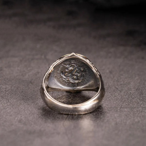 Vue Arrierre Bague Héraldique "Sceau de la Licorne du Nord" - Argent Sterling 925