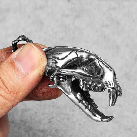 Collier Tête de Mort "Crâne du Tigre à Dents de Sabre" taille L