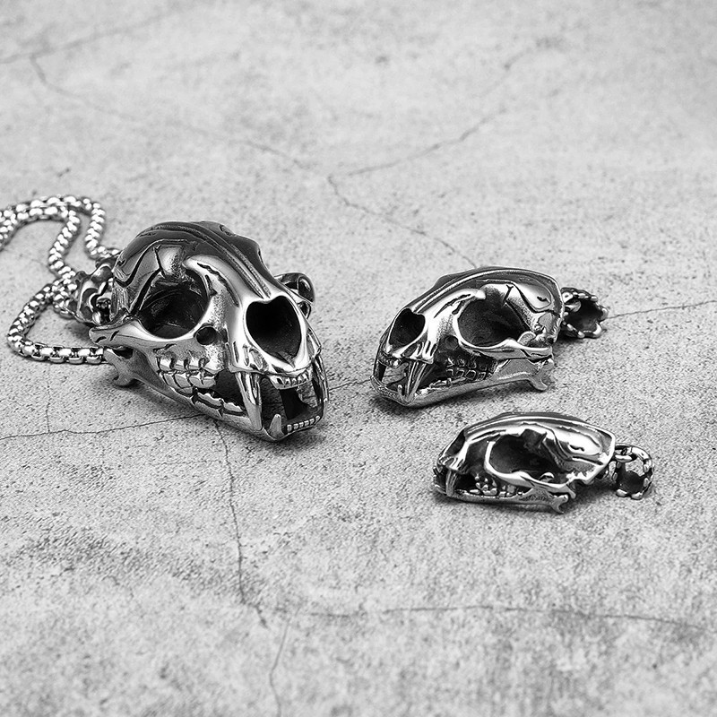 Collier Tête de Mort "Crâne du Tigre à Dents de Sabre" - 3 tailles au choix !