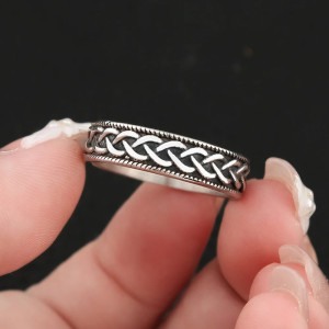 Bague Viking "Tresse Nordique Argent Vieilli"