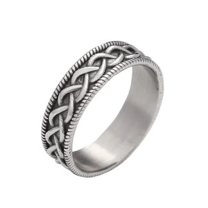 Vue Generale Bague Viking "Tresse Nordique Argent Vieilli"