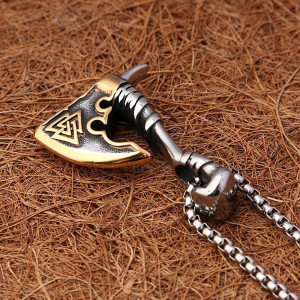 Vue de Face Collier Viking Tranchant d'Odin - 2 couleurs au choix !