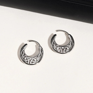 Vue de Face Boucles d’Oreilles Viking "Nœud des Nornes"
