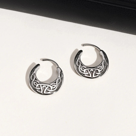 Vue de Face Boucles d’Oreilles Viking "Nœud des Nornes"