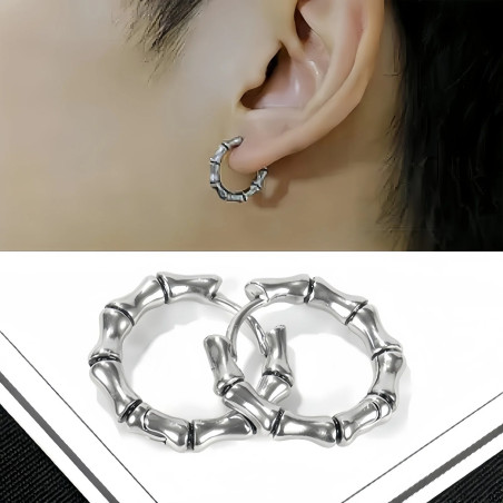Détails de la vue portee Boucles d’Oreilles Rock Anneaux Os Squelettiques