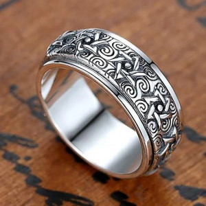Bague Rock Rotative "Étoile de l’Alliance Noire"
