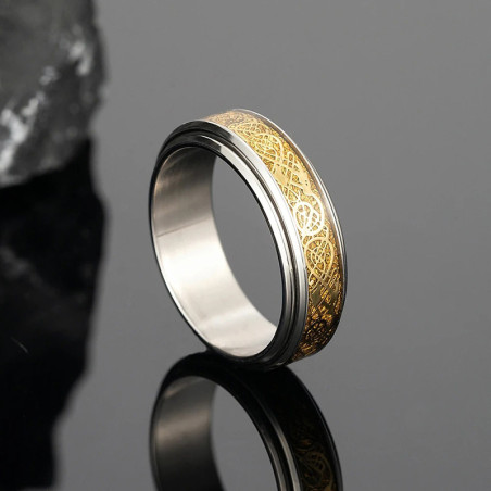 Bague Viking "Entrelacs Nordiques Lumineux" Couleur Or et argent