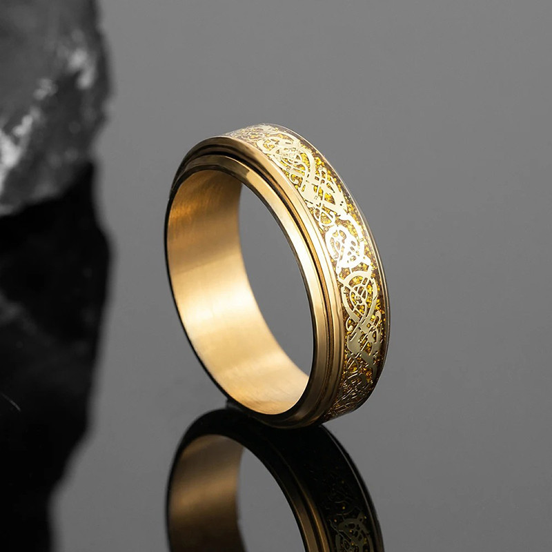 Bague Viking "Entrelacs Nordiques Lumineux" Couleur Or