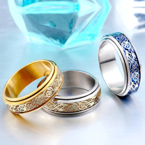 Bague Viking "Entrelacs Nordiques Lumineux" - 3 couleurs au choix !