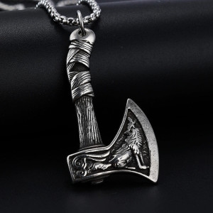 Collier Viking "Hache du Loup Hurleur" - Tranchant de Fenrir