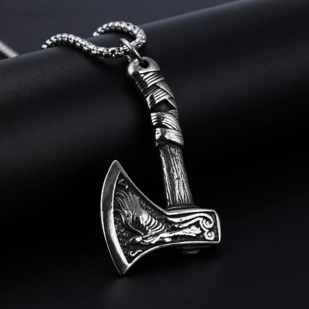 Magnifique Collier Viking Hache du Loup Hurleur - Tranchant de Fenrir