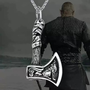 Force du Collier Viking Hache du Loup Hurleur - Tranchant de Fenrir