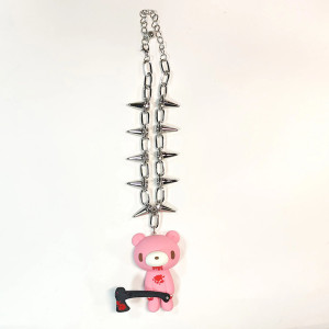Collier Gothique Ourson Tueur "Douce Violence Rose" Modele 3