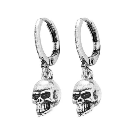 Vue Generale Boucles d’Oreilles Tête de Mort Rock Crâne Pendant Rebelle