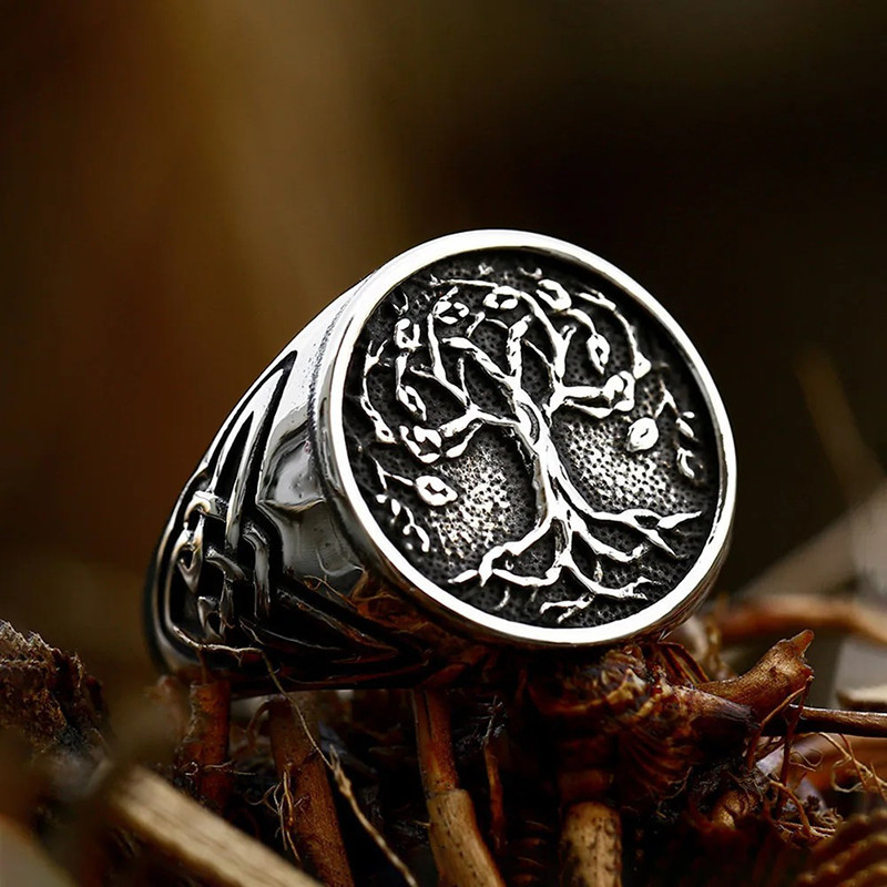 Bague Viking - Arbre de Vie Argent Cendré