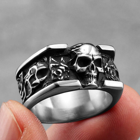 Avant Bague Tête de Mort "Memento Rose"