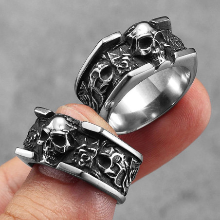 Bague Tête de Mort "Memento Rose"