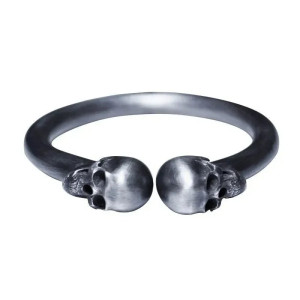 Vue Generale Bracelet Tête de Mort "Jonc des Crânes Jumeaux"