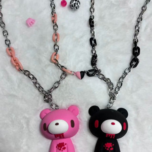 Collier Gothique Kawaii Ourson Saignant "Cœur Brisé Nocturne"
