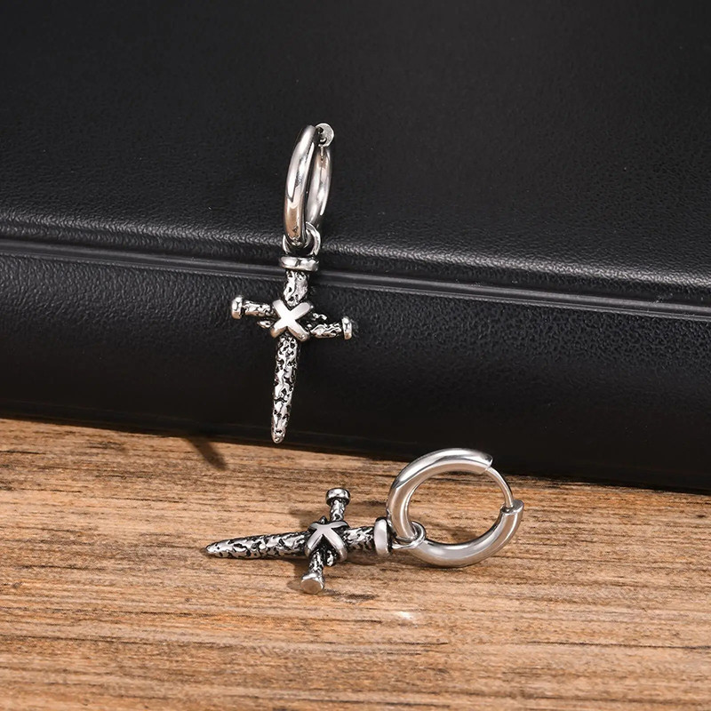 Boucles d’Oreilles Rock "Croix Rebelle"