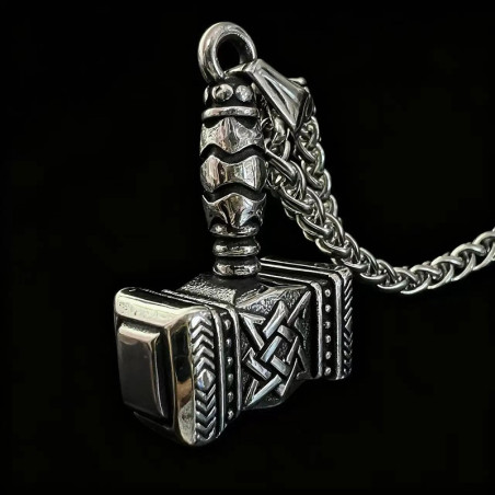 Avant Collier Viking Mjölnir "Marteau de Thor avec Valknut"