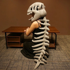 Costume Gothique Squelette "Dino-Bone" en Peluche pour Adultes ou Enfants Couleur Gris