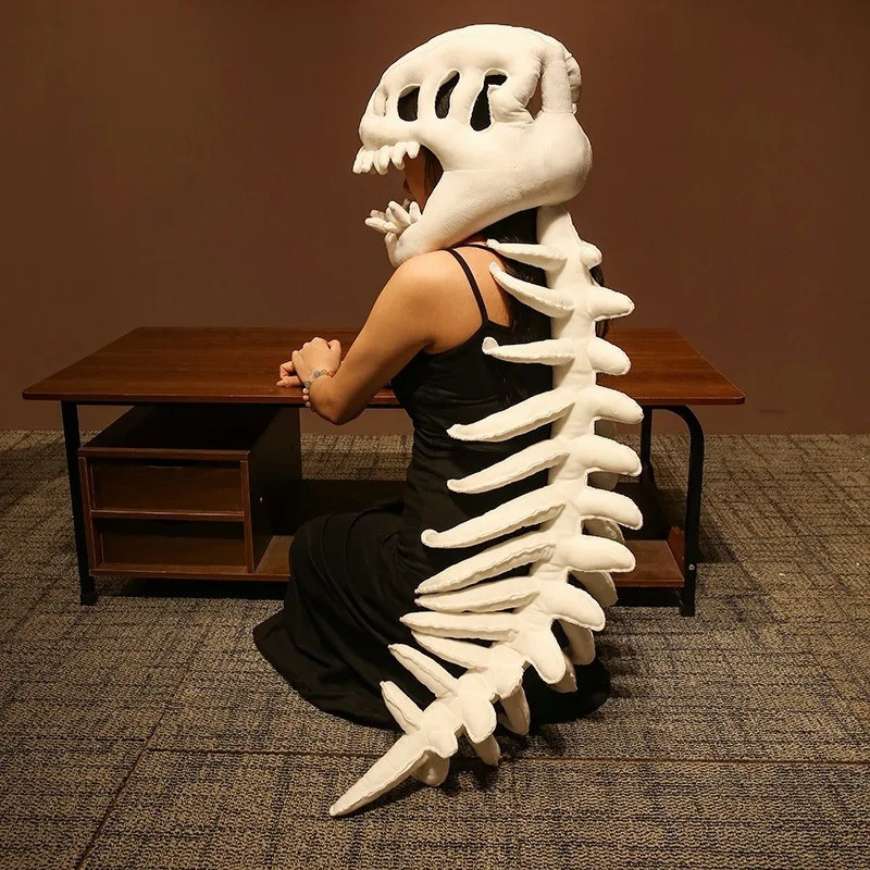 Costume Gothique Squelette "Dino-Bone" en Peluche pour Adultes ou Enfants Couleur Blanc