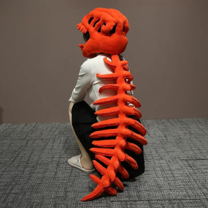 Costume Gothique Squelette "Dino-Bone" en Peluche pour Adultes ou Enfants Couleur Rouge