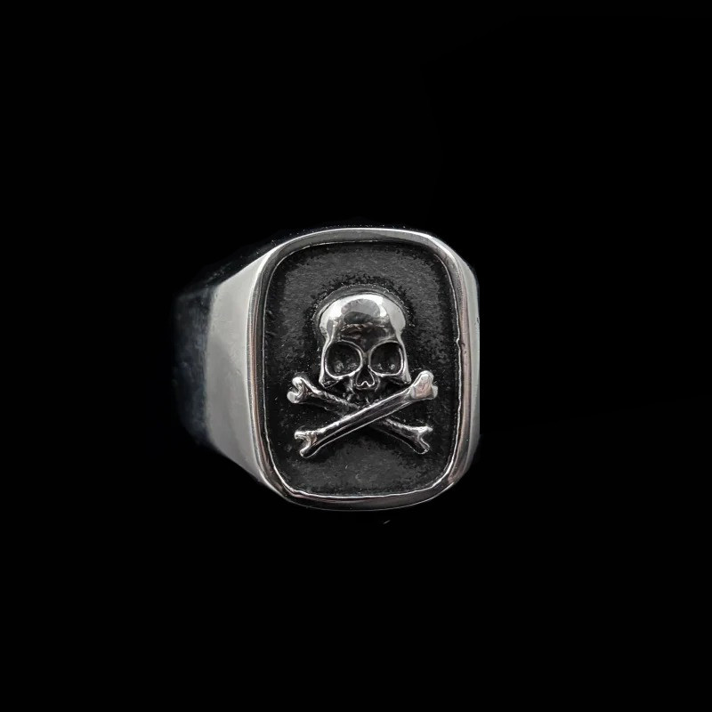Bague Tête de Mort "Sceau du Crâne Rebelle" Couleur Argent