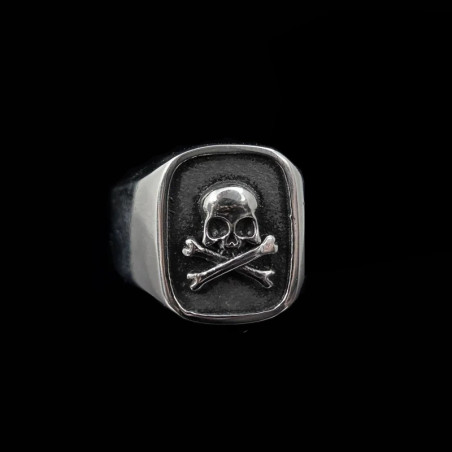 Bague Tête de Mort "Sceau du Crâne Rebelle" Couleur Argent