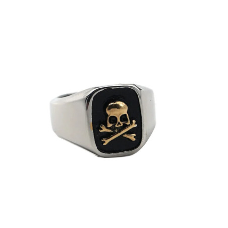 Bague Tête de Mort "Sceau du Crâne Rebelle" Couleur Or